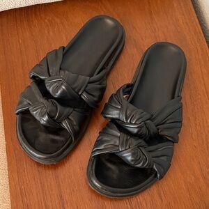 Dear Frances Black Knotted Slide Sandals